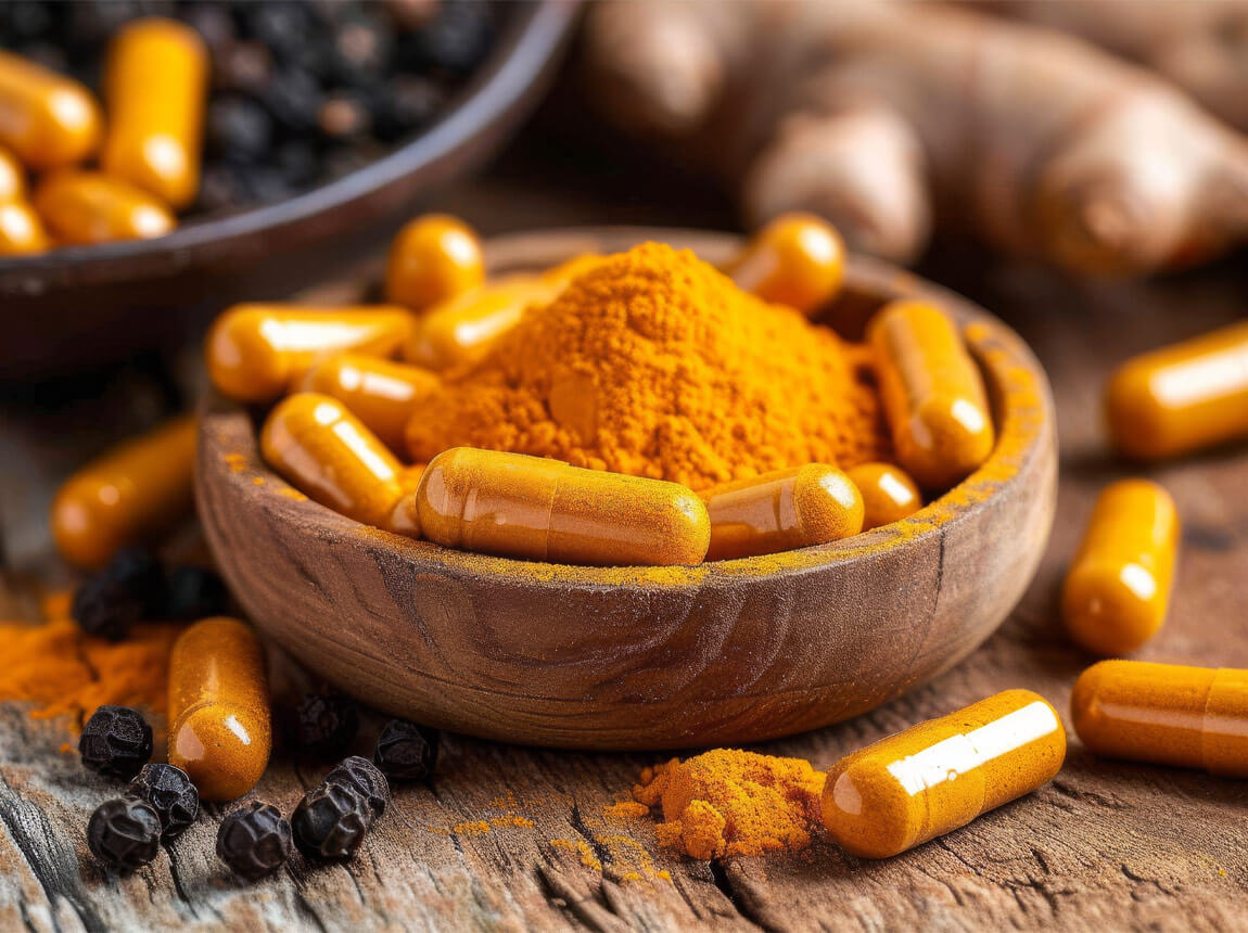 kurkuma, fekete bors 