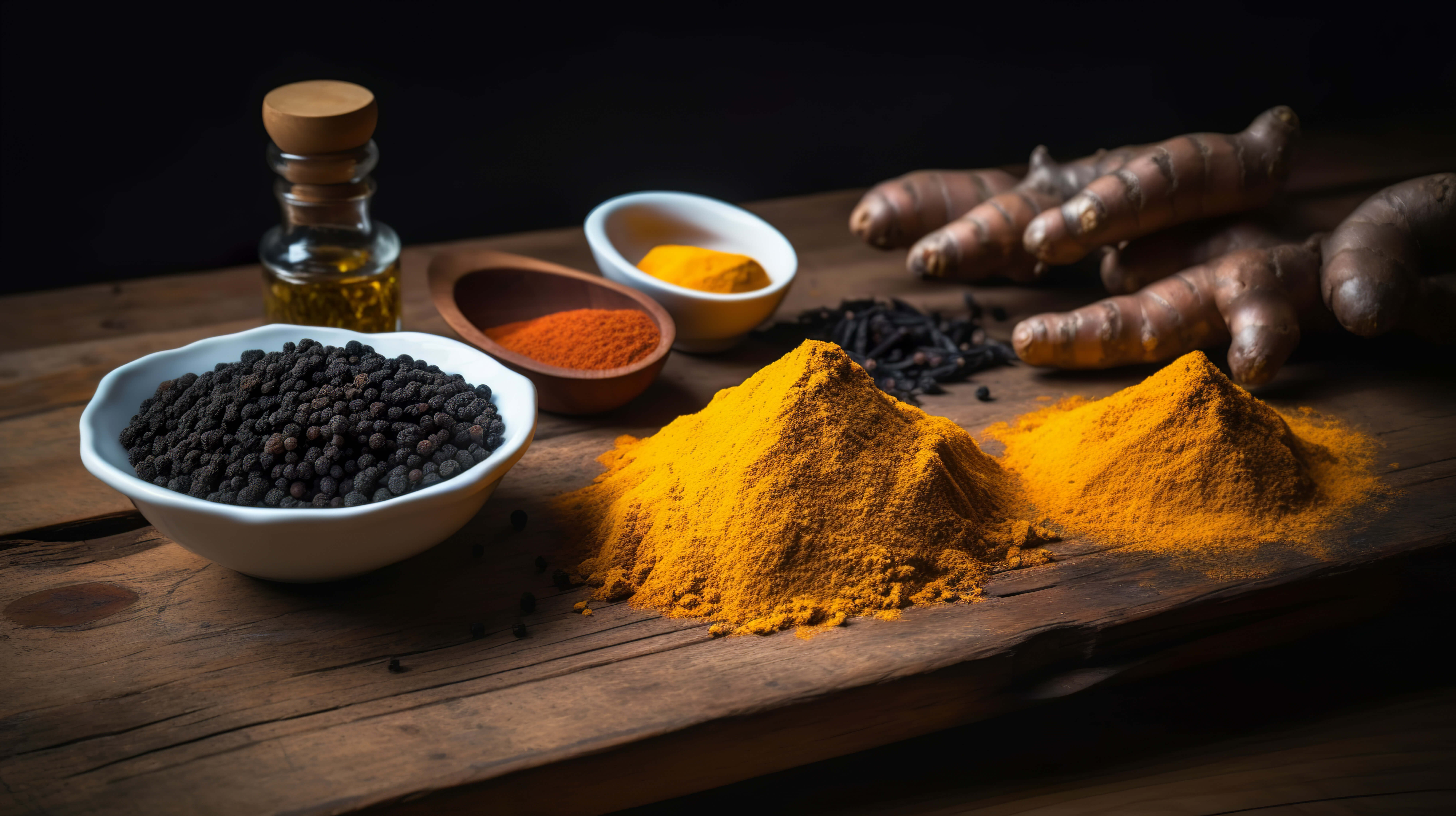 Kurkuma, bors, gyömbér 
