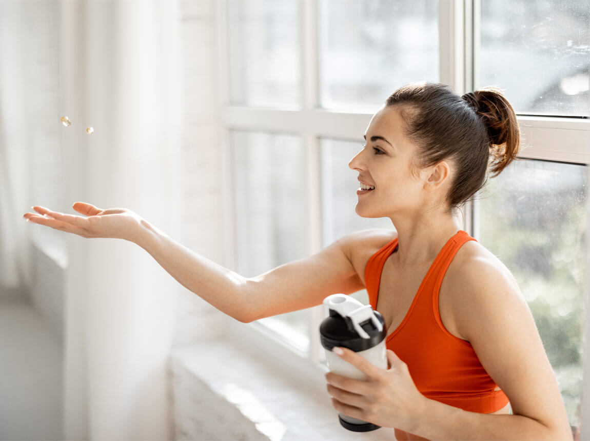 női, edzés utáni kiegészítés 