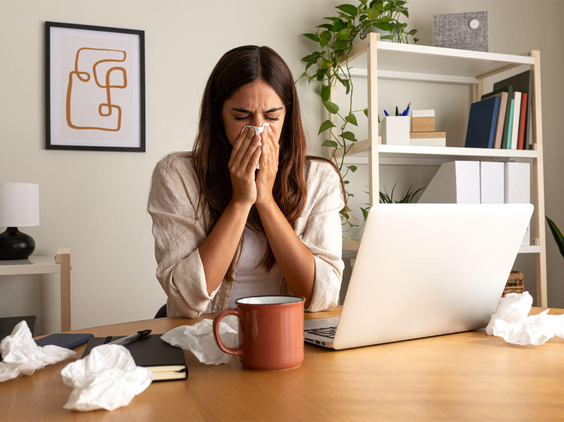 megfázott nő - gyenge immunrendszer