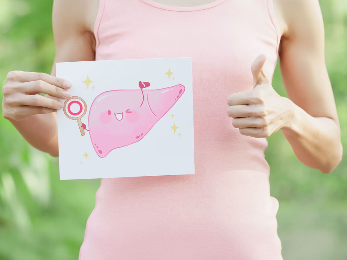 nő - egészséges máj 