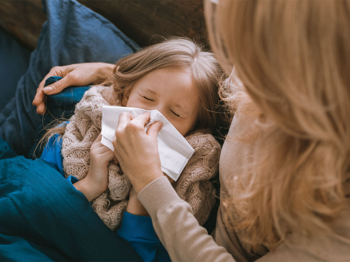 megfázott giermek anyukájával
