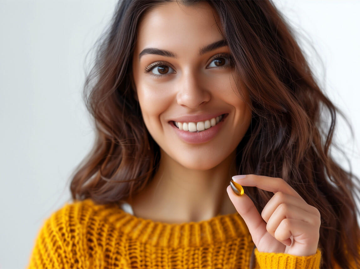 nő vitaminkapszulával 