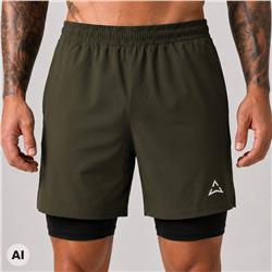 Runner 2 az 1-ben rövidnadrág KHAKI