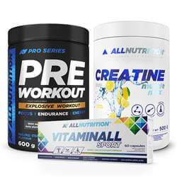 Creatine 500g + Vitaminall Sport 60 kaps + Pre Workout 600g