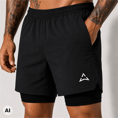 Allwear Runner 2 az 1-ben rövidnadrág BLACK